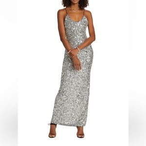 Alice and Olivia Nelle Scoopneck Sequin Gown